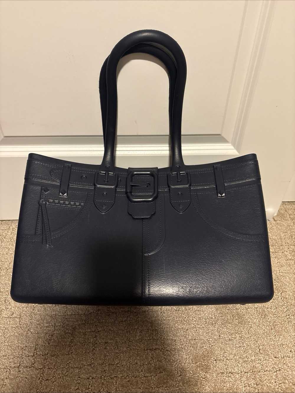 Great Bag Co Tote Robert Verdi Purse Handbag Fashion Flex Rubber Blue Jean